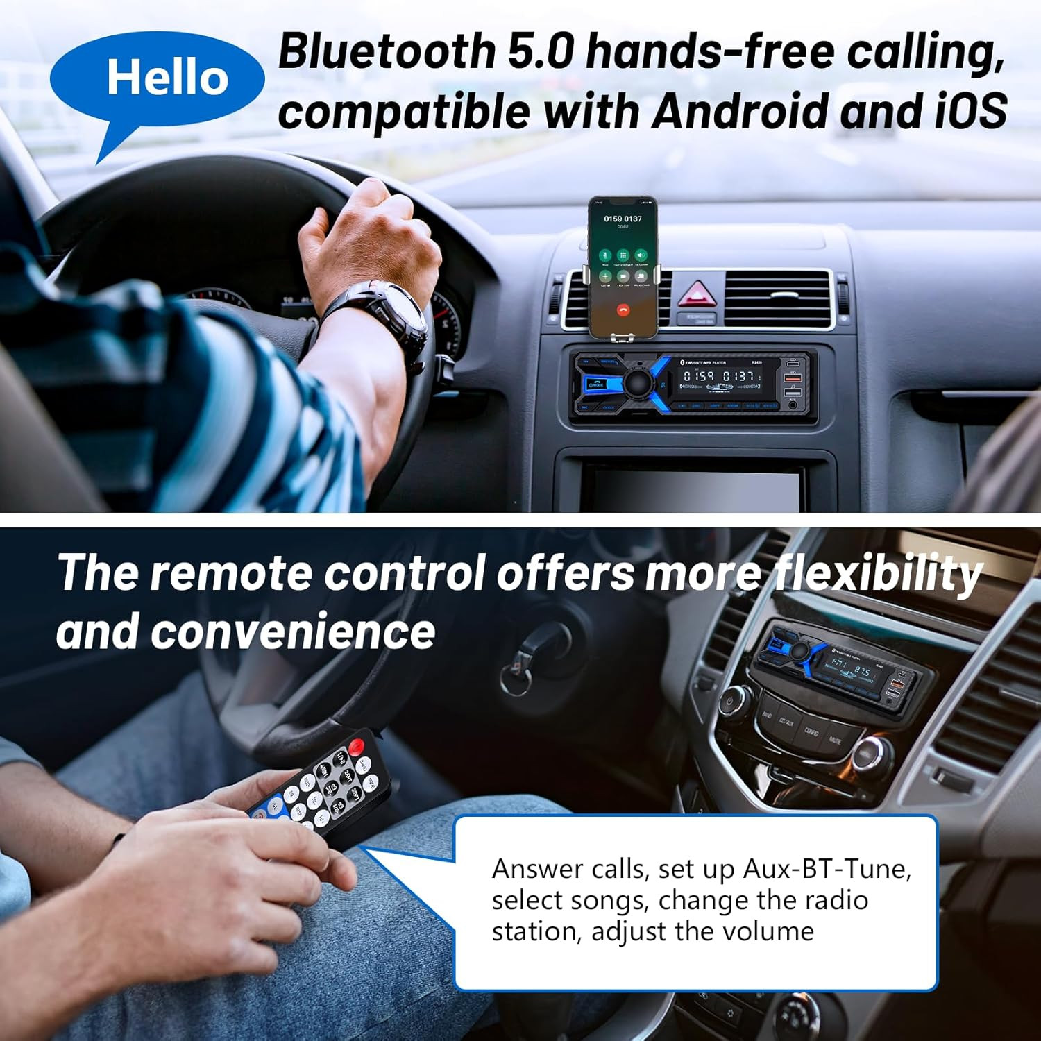 Car Radio Bluetooth with Type-C/Usb Port, FM/AM Single Din Car Stereo Radio wit