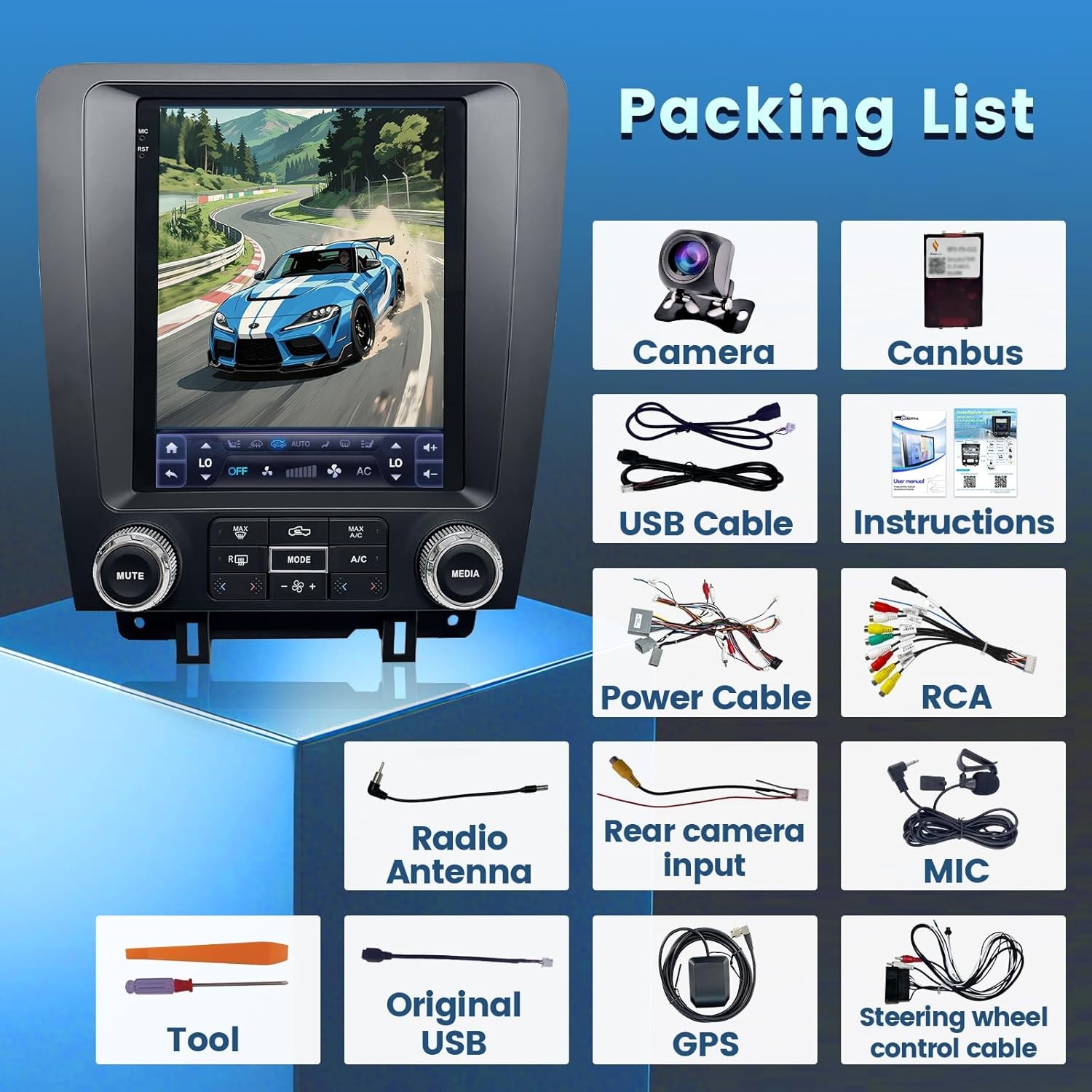 2+32GB 9.7in Android 13 Car Stereo Radio GPS Carplay For Ford Mustang 2010-2014