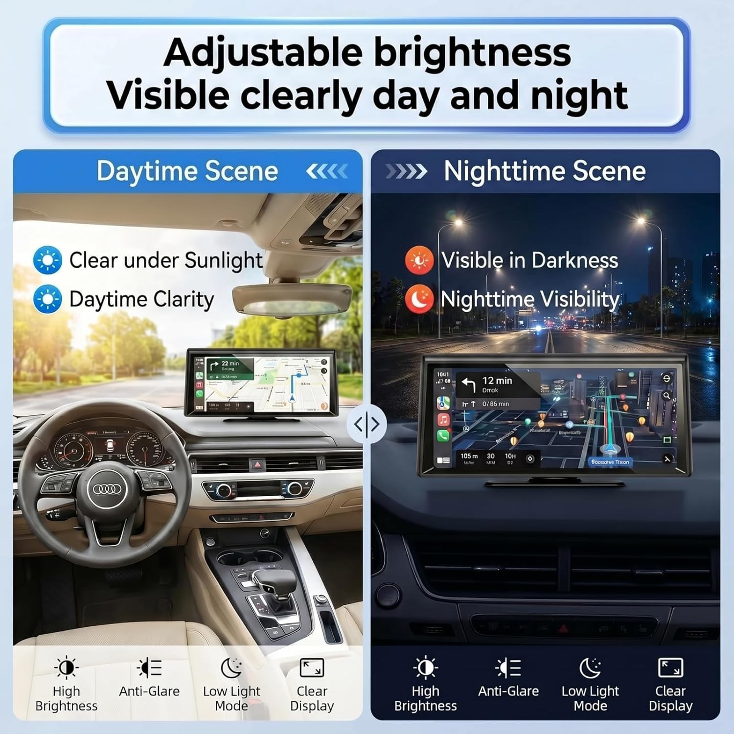 Wireless 8.1” CarPlay Screen with Voice Control & Backup Camera Features