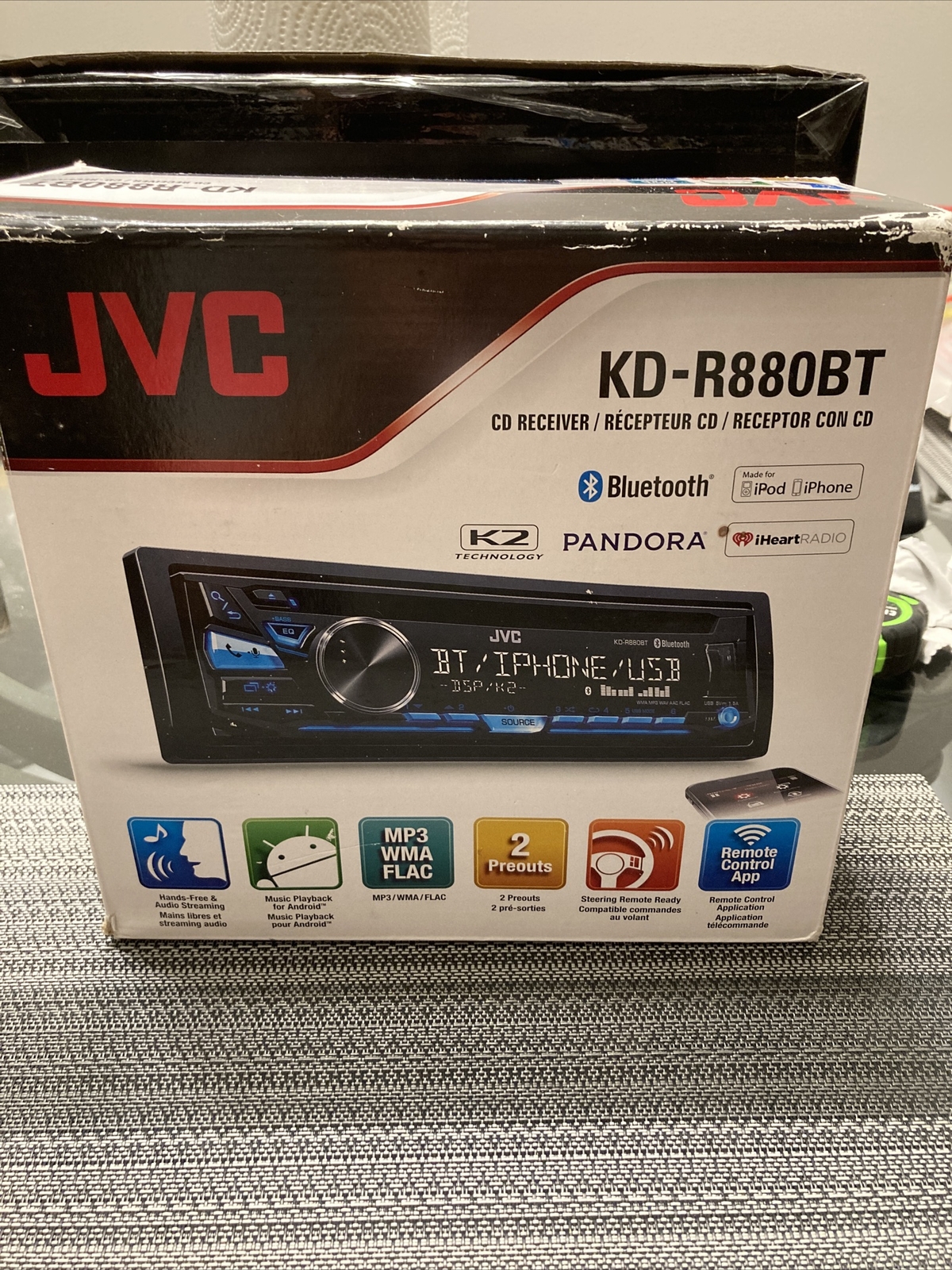 JVC KD-R880BT CD Player Bluetooth USB AUX EQ, HF @ AUDIO STREAMING OPEN BOX READ
