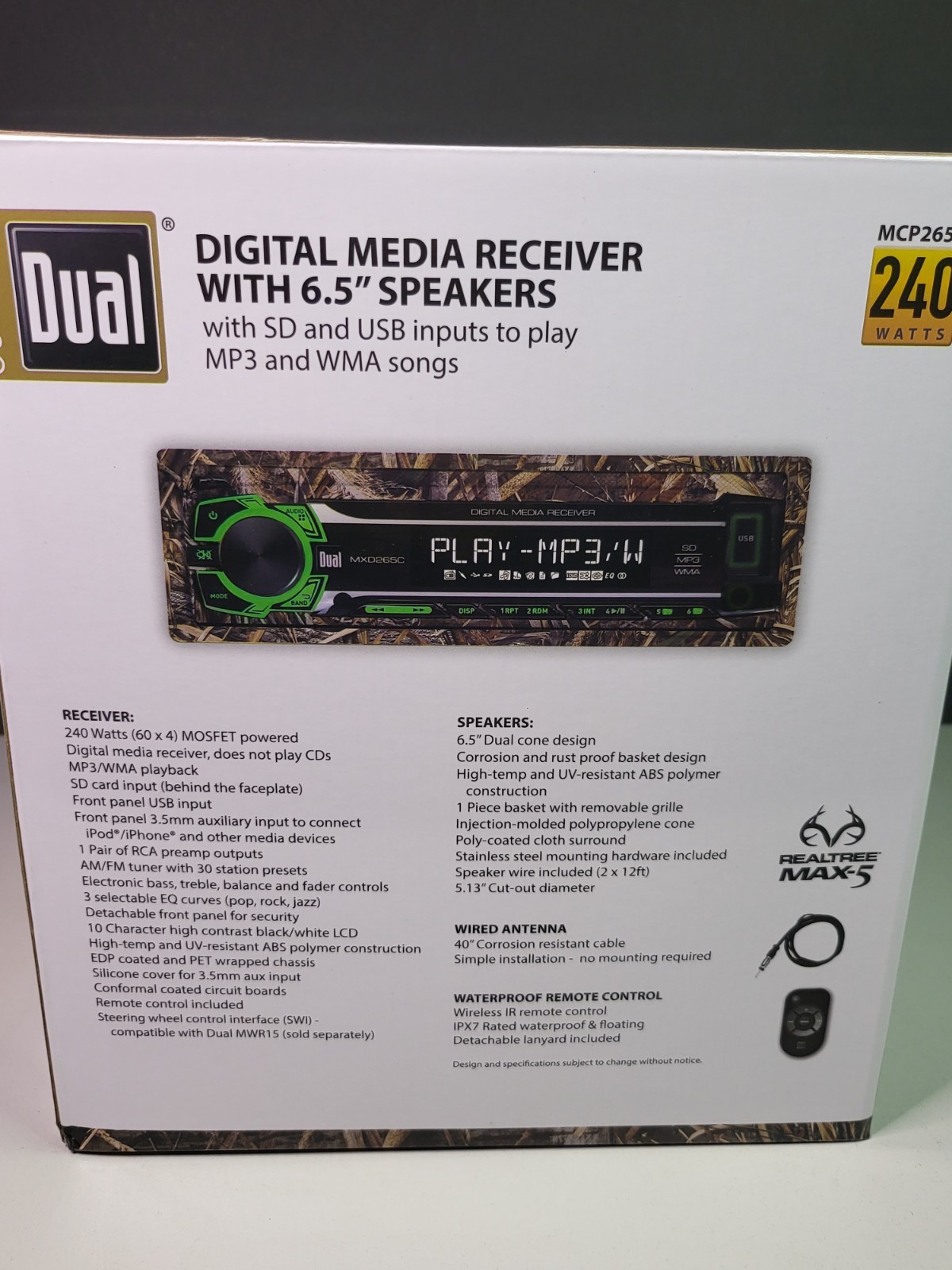 Dual Outdoor Digital Media Receiver Headunit + Two 6.5” Speakers RealTree Camo