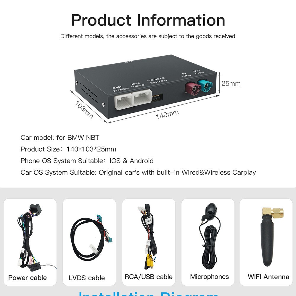 Wireless CarPlay/ Android Auto Kit For BMW CIC NBT Solution Retrofit 2008-2012