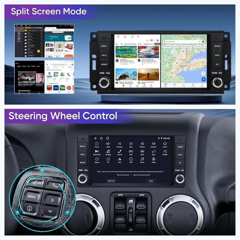 For Jeep Wrangler 2007-2016 7″ Android Apple CarPlay Car Radio Stereo GPS Navi