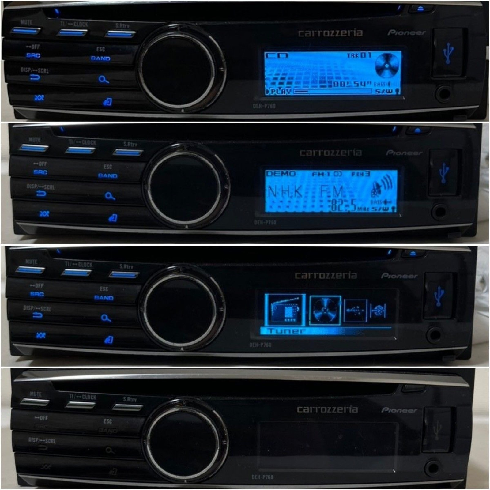 Used Pioneer Carrozzeria DEH-P760 Car Audio 1DIN CD USB AUX Japan