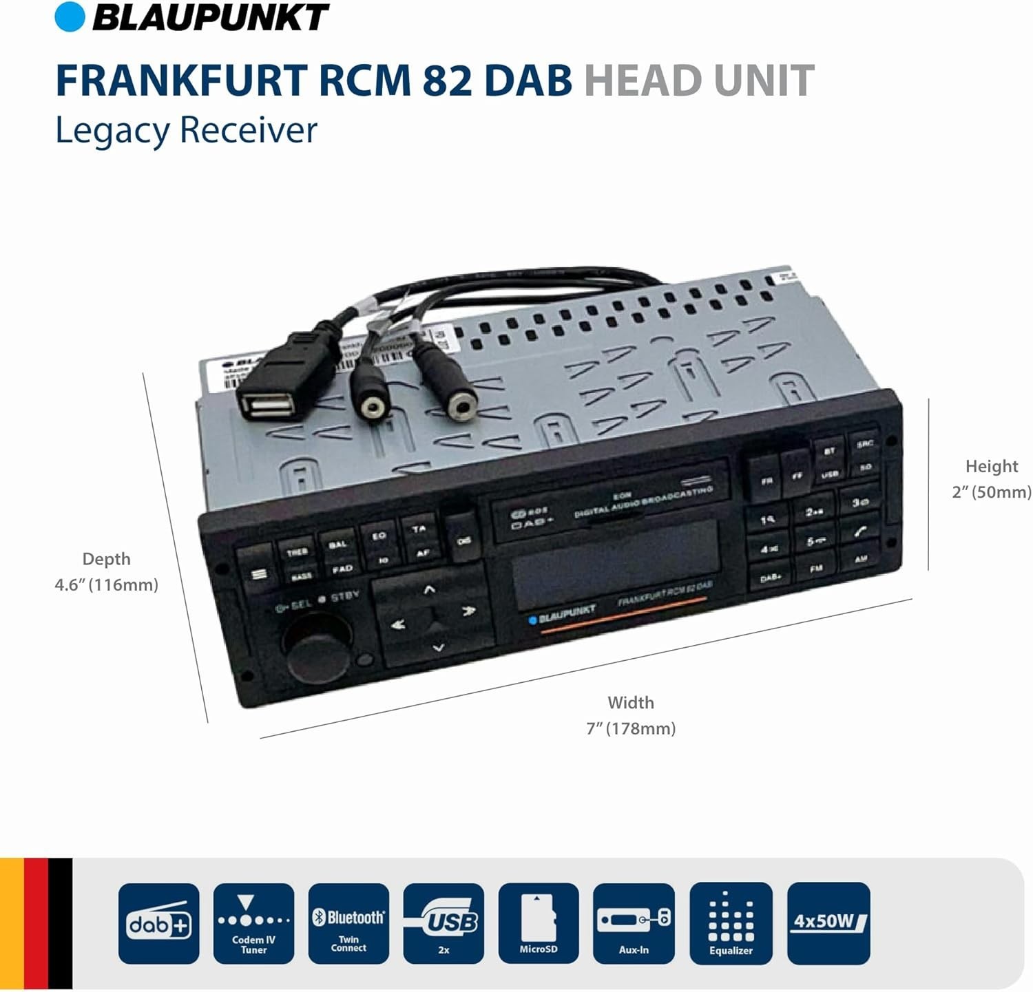 Blaupunkt Frankfurt RCM 82 DAB Retro Car Stereo Bluetooth DAB USB AUX Radio