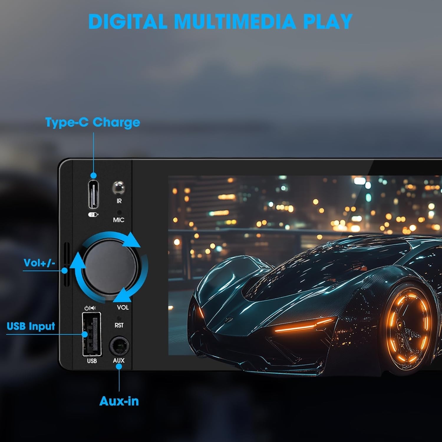 Bluetooth 5.3 Single DIN Car Stereo – CarPlay, Android Auto & Voice Control