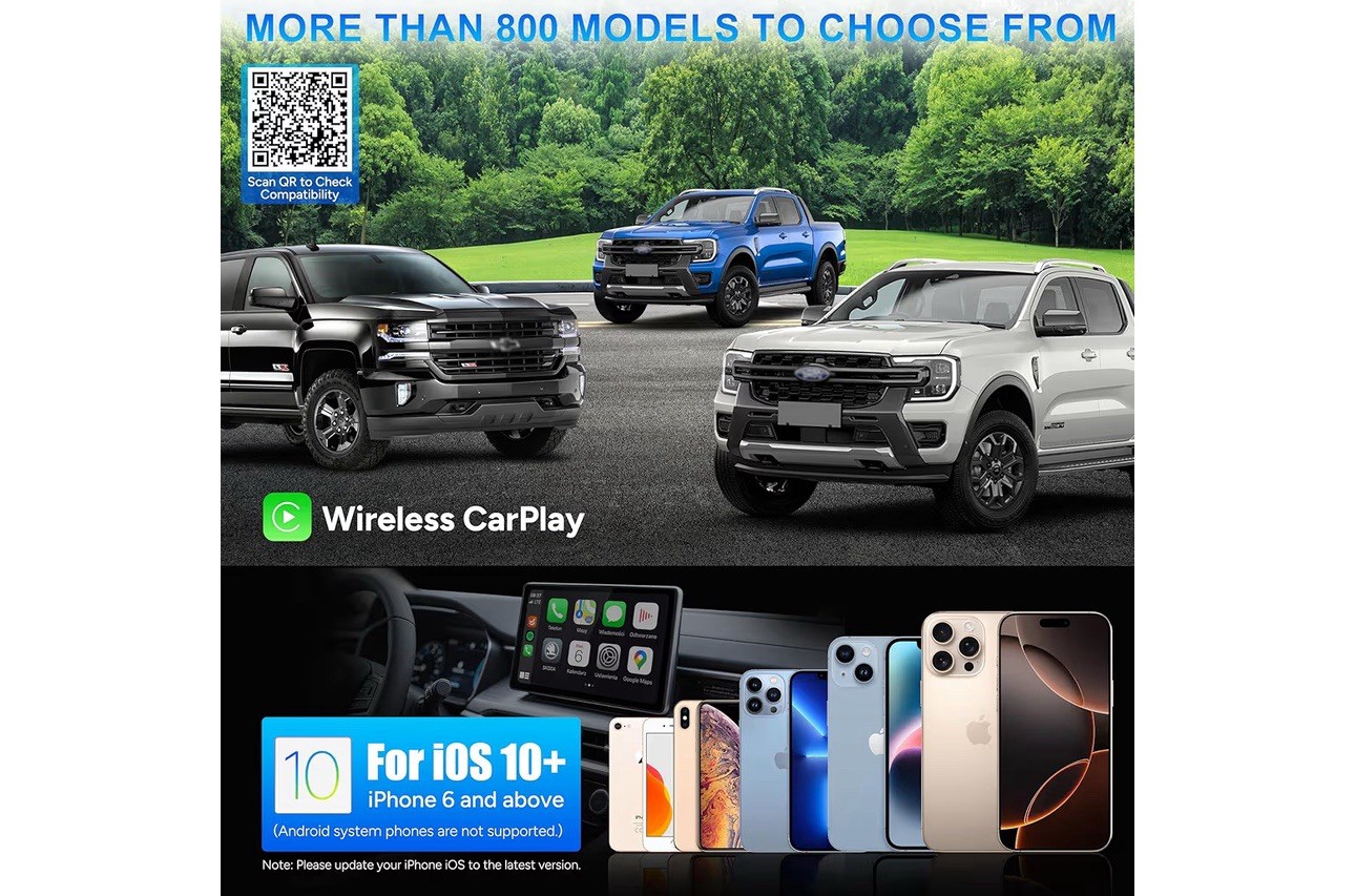 Carplay Wireless Adapter (Carplay Gray) Wired to Wireless