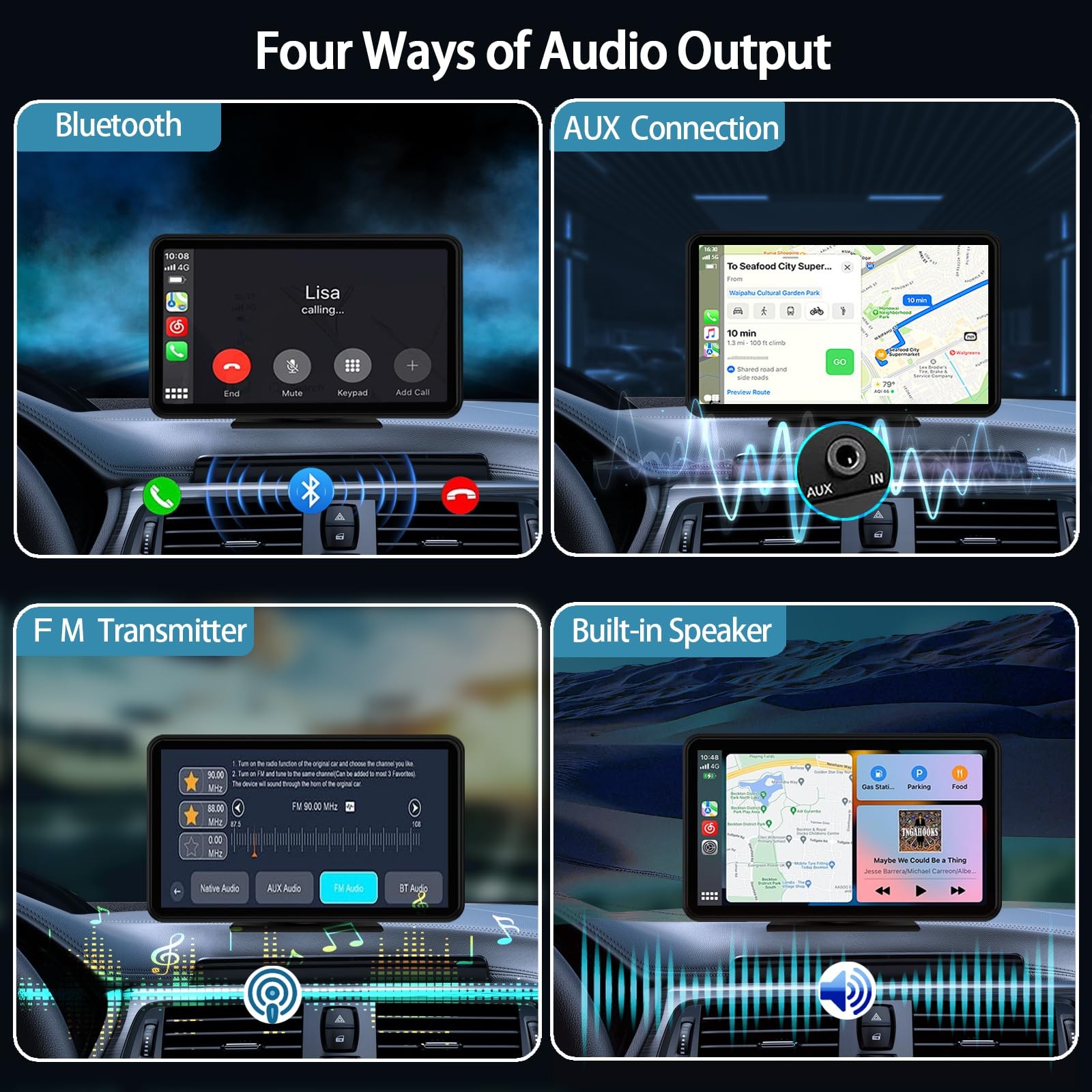 Wireless Carplay Screen For Car 7″ Hd Portable Car Stereo Touchscreen With Apple