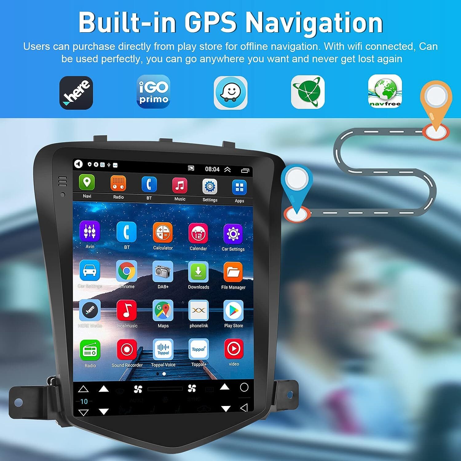UPGRADE DASH KIT CARPLAY RADIO GPS STEREO CAMERA FOR CHEVY CRUZE 2009-15 ANDROID