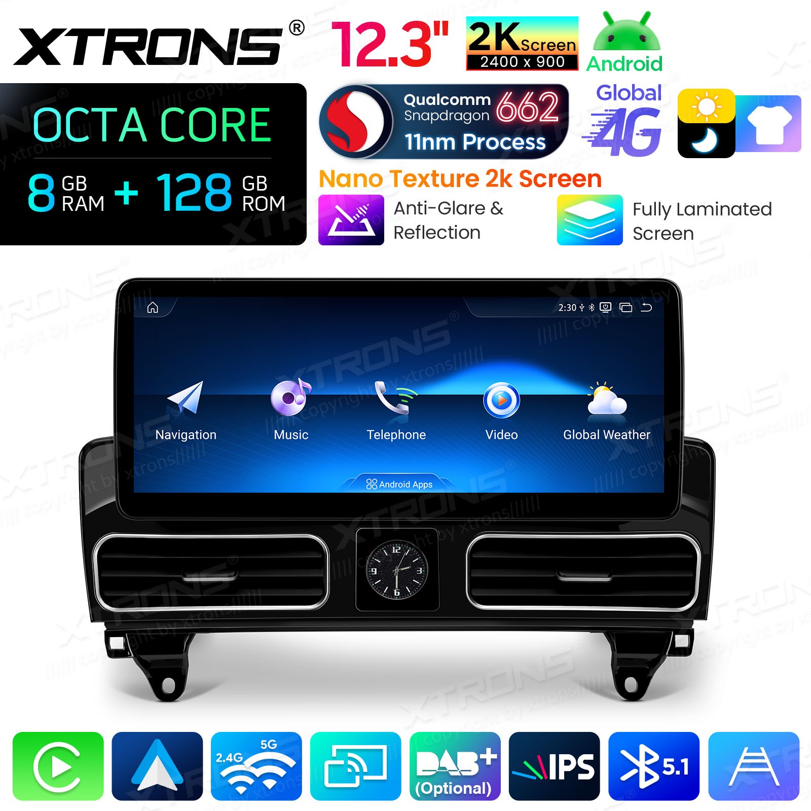 12.3″ Android 14 GPS Navigation for Mercedes ML W166 GL X166 8GB 128GB 2K Screen