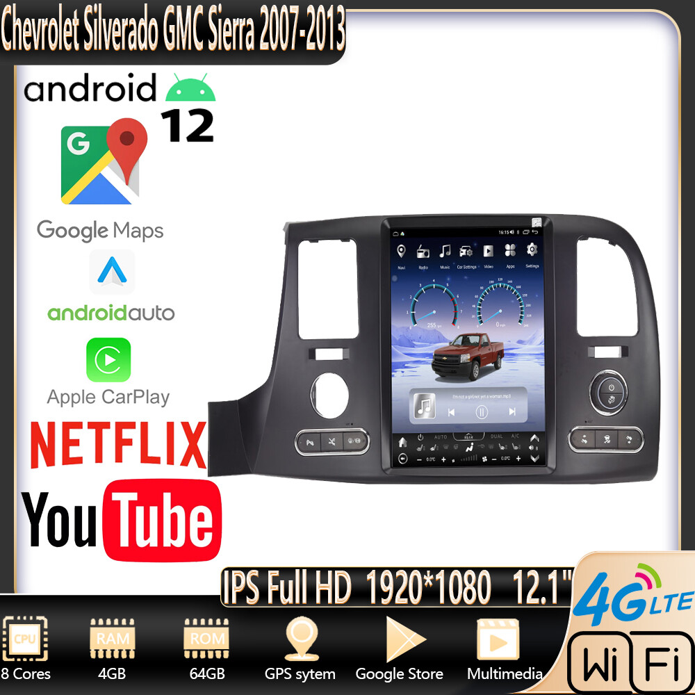 12.1Inch For Chevrolet Silverado GMC Sierra 2007-2013 Android12 Car Stereo Radio