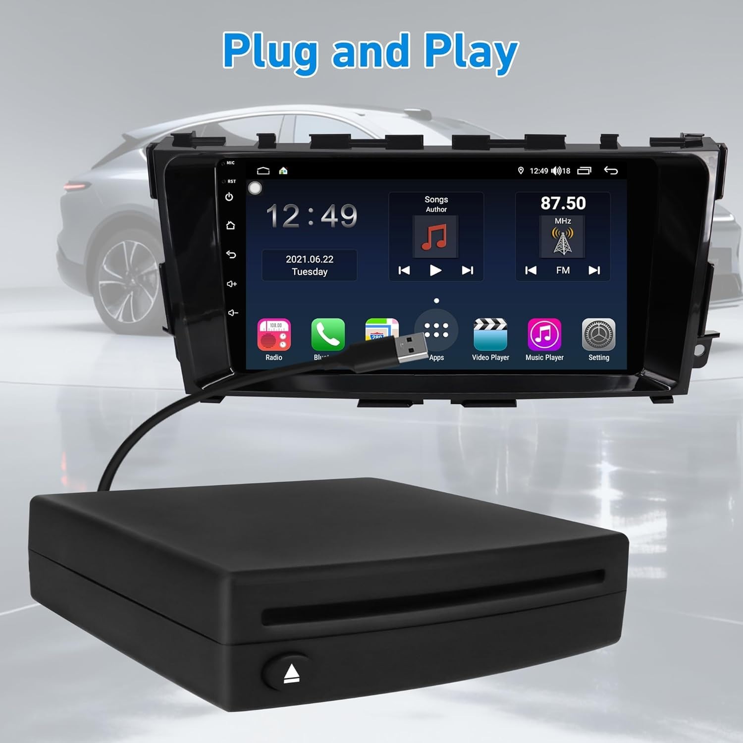 Vehicle CD Player, Cidava OE Integrated Player via USB Radio Black