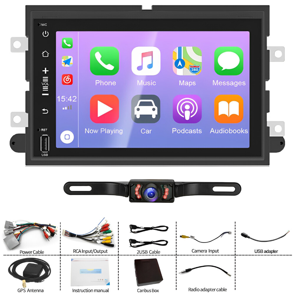 For 2004 2005-2008 Ford F150 Double Din Radio Android 15 Stereo Wifi CarPlay SWC