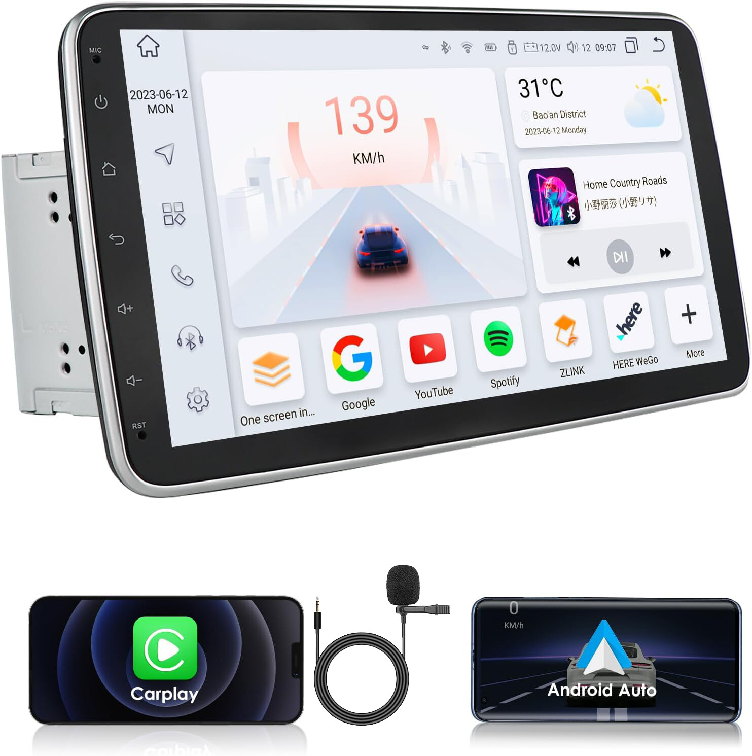 10.1” Android 13 Double 2 Din Car Radio GPS WIFI BT Carplay Touch Screen Stereo