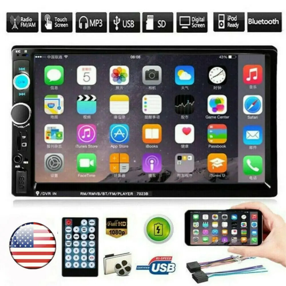 New 2Din car radio car stereo 7″ touch screen MP5 player FM mirror link player,