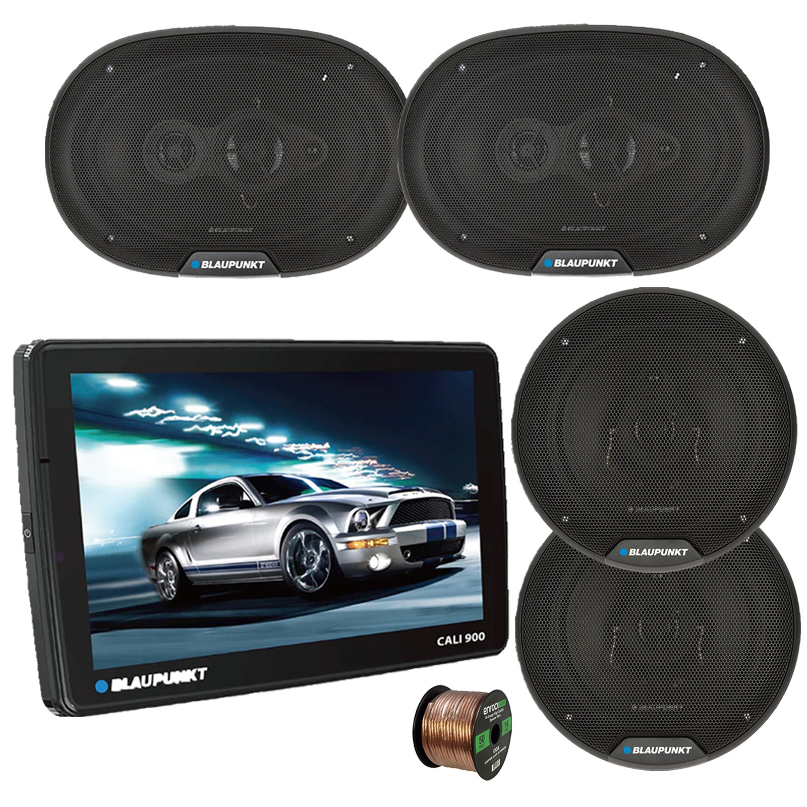 Blaupunkt 9″ Touchscreen WiFi Radio, 2x 6″ 40W + 2x 6×9″ 70W Speaker, Wire
