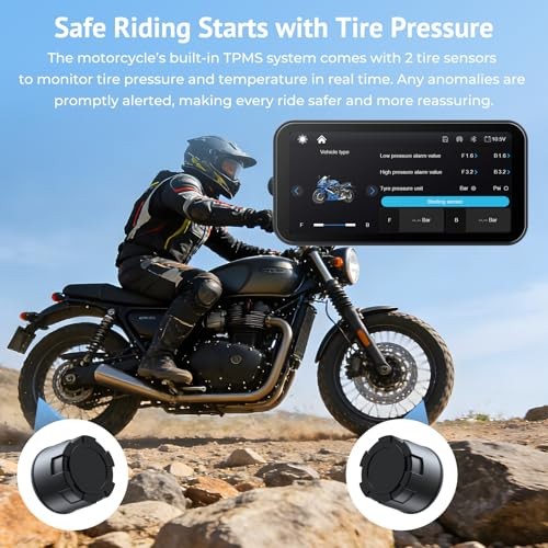 6.25″ Wireless Motorcycle CarPlay Screen with Android Auto,Built-in TPMS,IP67