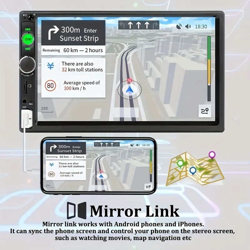 Car MP5 Media Player with USB/TF/AUX Input 2 Din Autoradio with Mirror Link