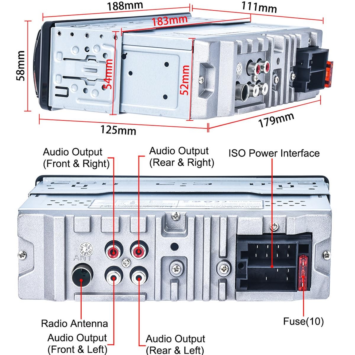 Aototeck Single DIN Car Stereo Bluetooth Hands-Free, 12V-24V Radio with…