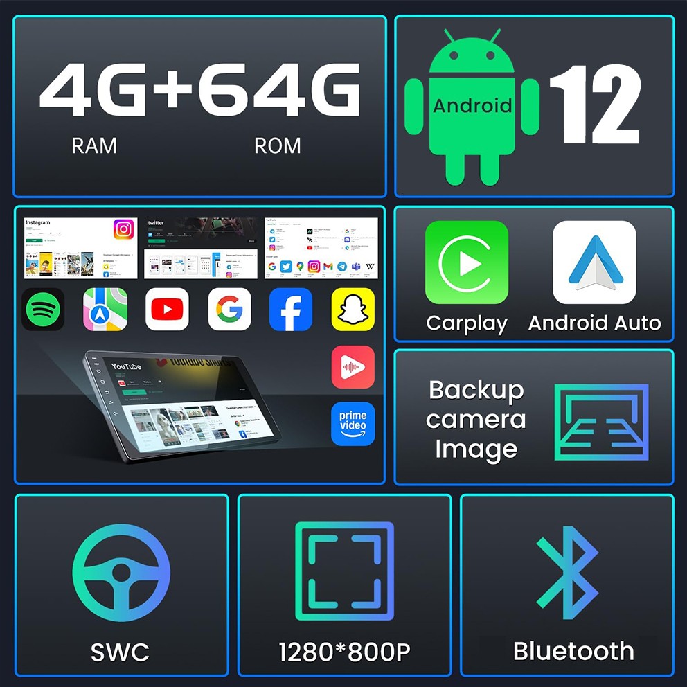 4G+64G Carplay Radio Stereo GPS For Subaru Forester 2009-2013 Impreza 1280*800