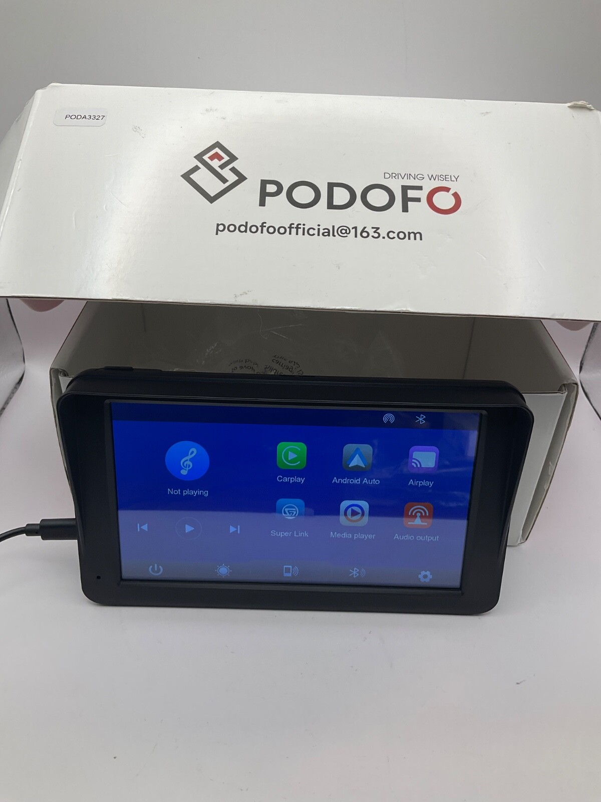 Podofo Portable Car Stereo Wireless Carplay Android Auto, 7 Inch Touch Screen
