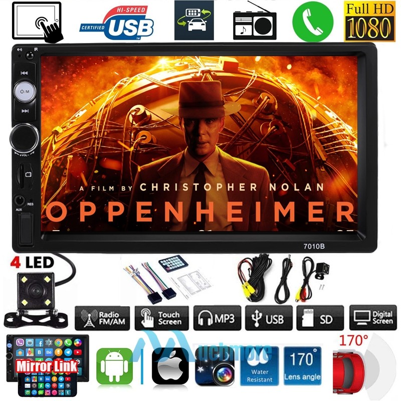 7” Double 2 Din Touch Screen Car Stereo Radio MP5 BT Android/IOS Carplay+Camera