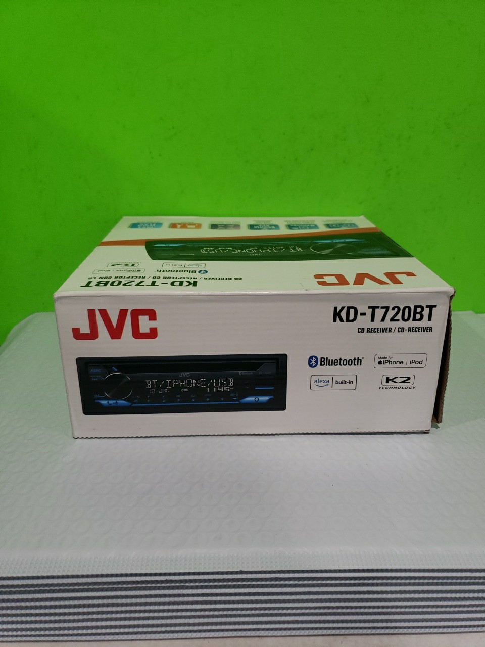 JVC KD-T720BT Single DIN CD with Bluetooth, Alexa, USB, and 13-Band EQ Open Box