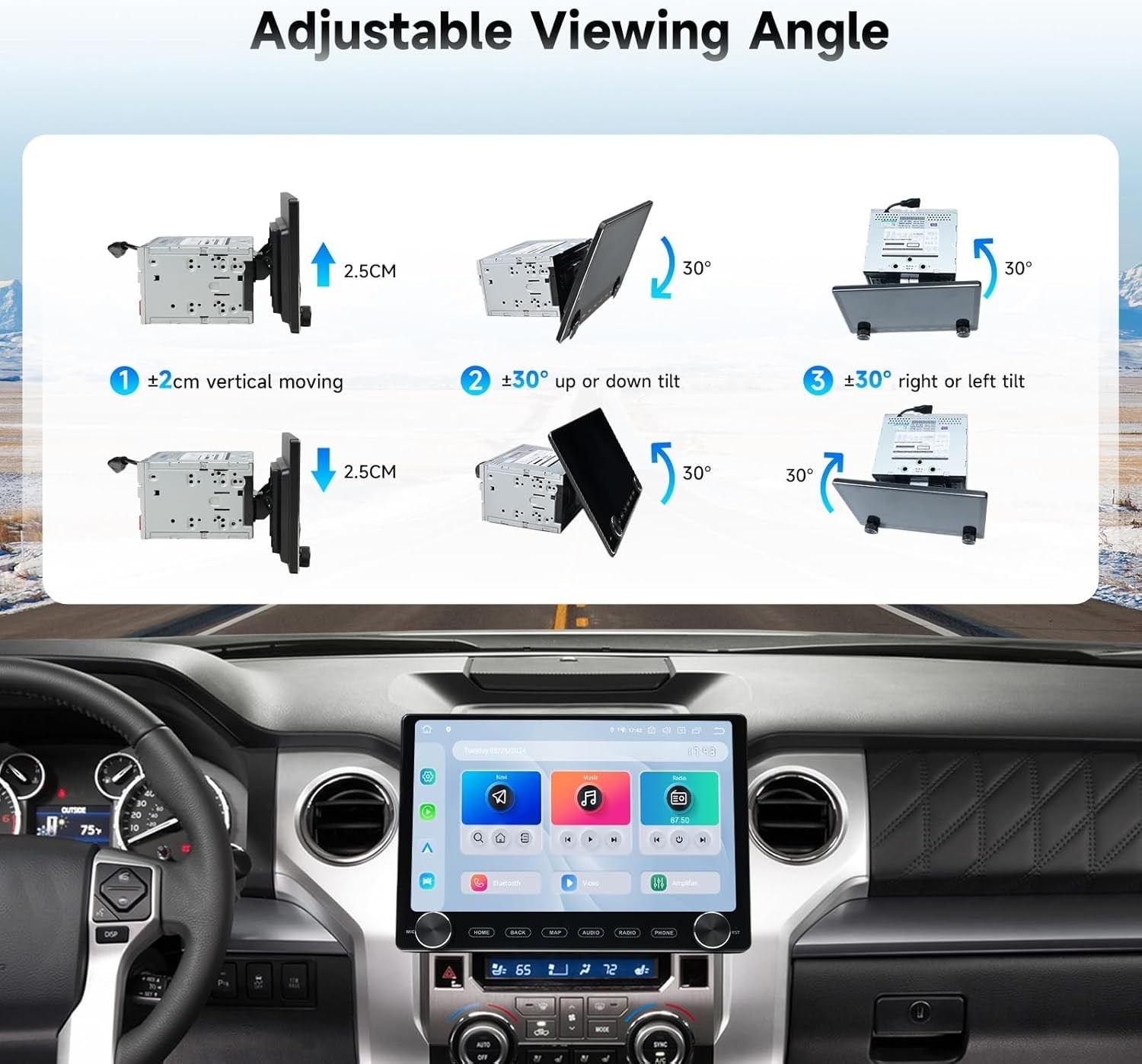 Dasaita 11.6″ Universal 2 Din Car Radio GPS Carplay Android Auto 4G LTE 6+64G