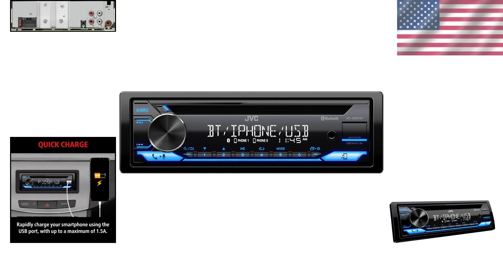 High-Value KD-SR87BT Receiver – Bluetooth, CD, 13-Band EQ, USB Charging