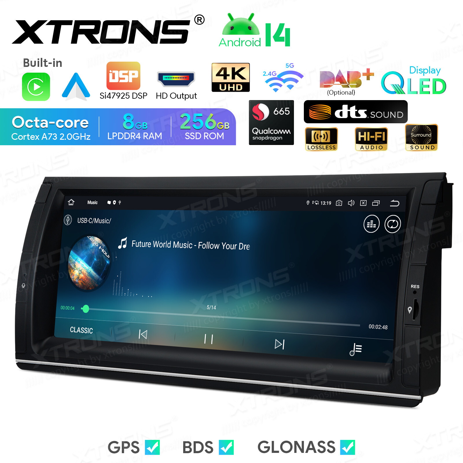 9″ QLED For BMW X5 E53 Android Qualcomm 8Core 256G Car Play GPS Radio Stereo Nav