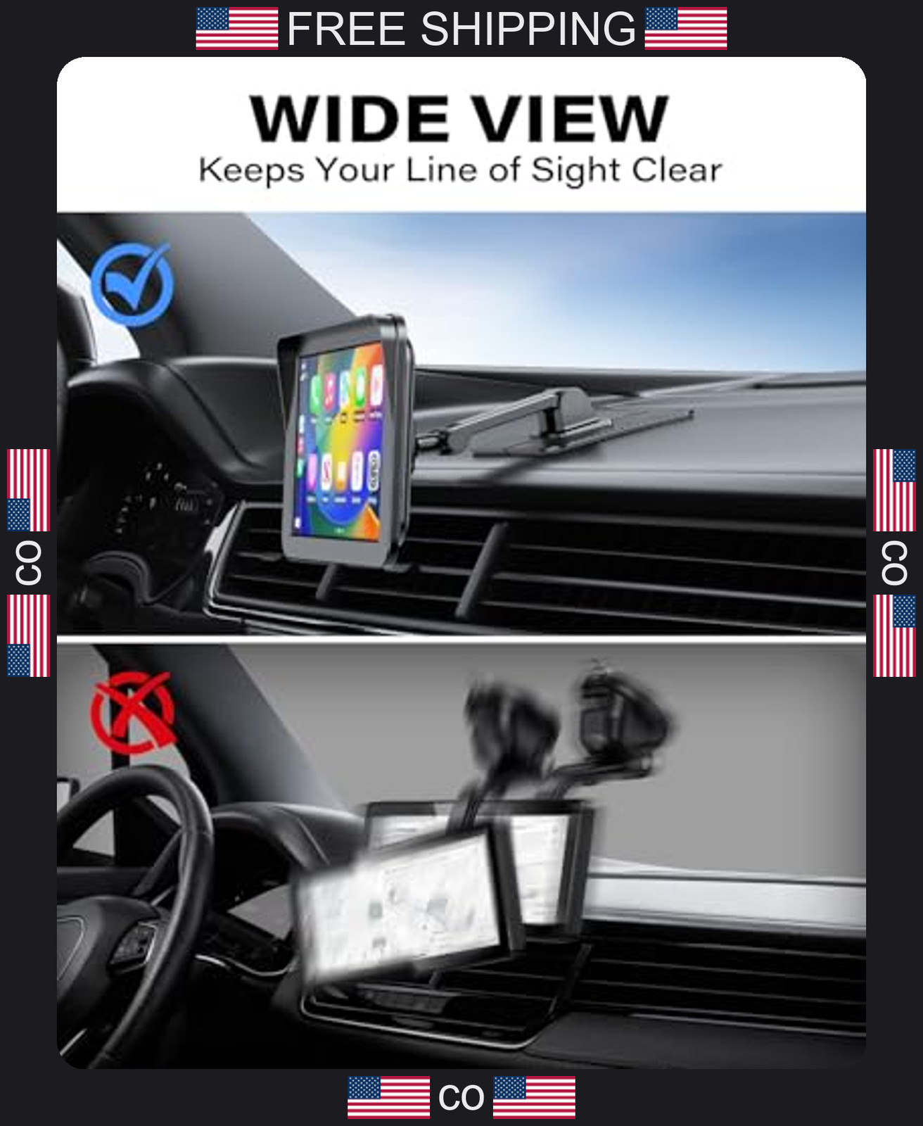 1Zero Adjustable CarPlay Dashboard Mount for 7-11 Inch Screens