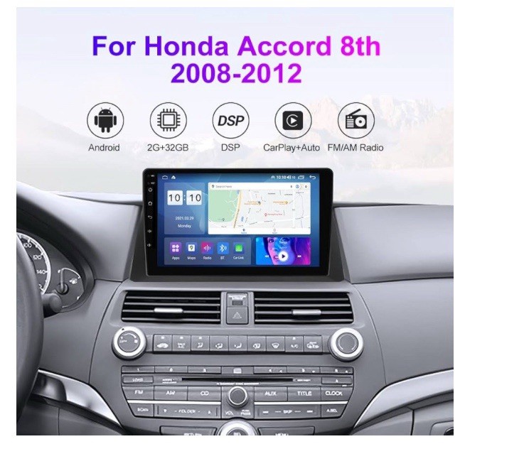 For Honda Accord 8th 2008-2012 10.1″ Android 12 RDS Carplay Car Stereo GPS Radio