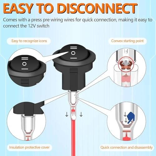12V Round Rocker Switch – DC ON/Off/ON – 3 Pack – 3 Positions