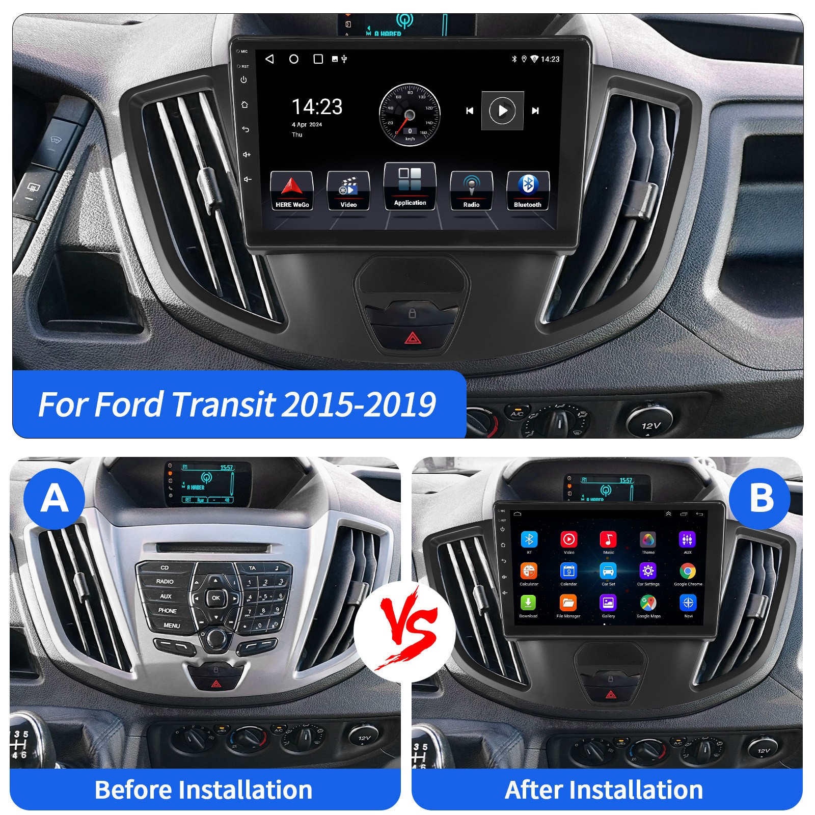 Apple Carplay For Ford 150 Transit Android 15 Car Stereo HD GPS NAV 4G+64G Radio
