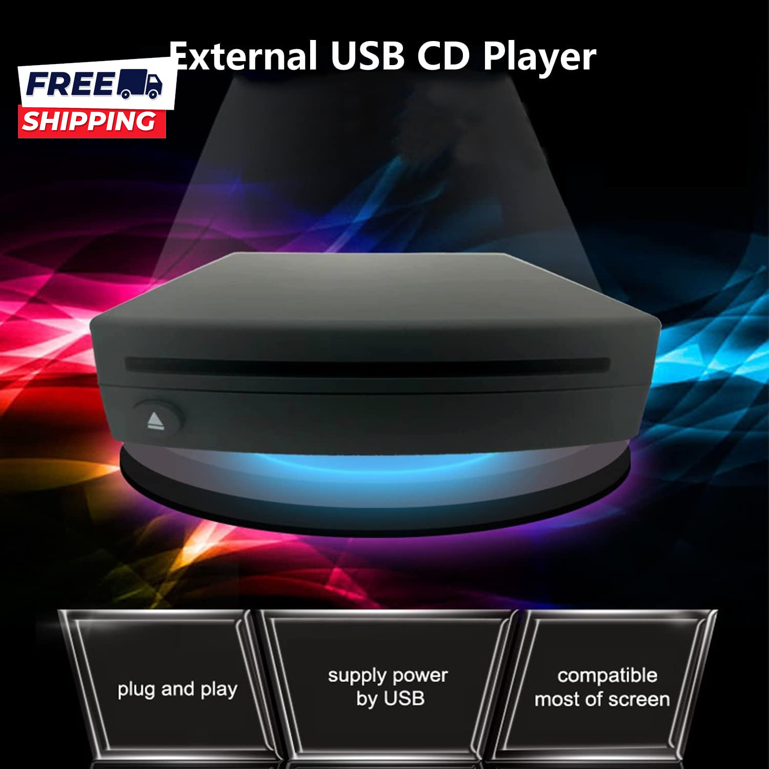 External USB Car Universal CD Player Vehicle CD Player for Car via USB Radio
