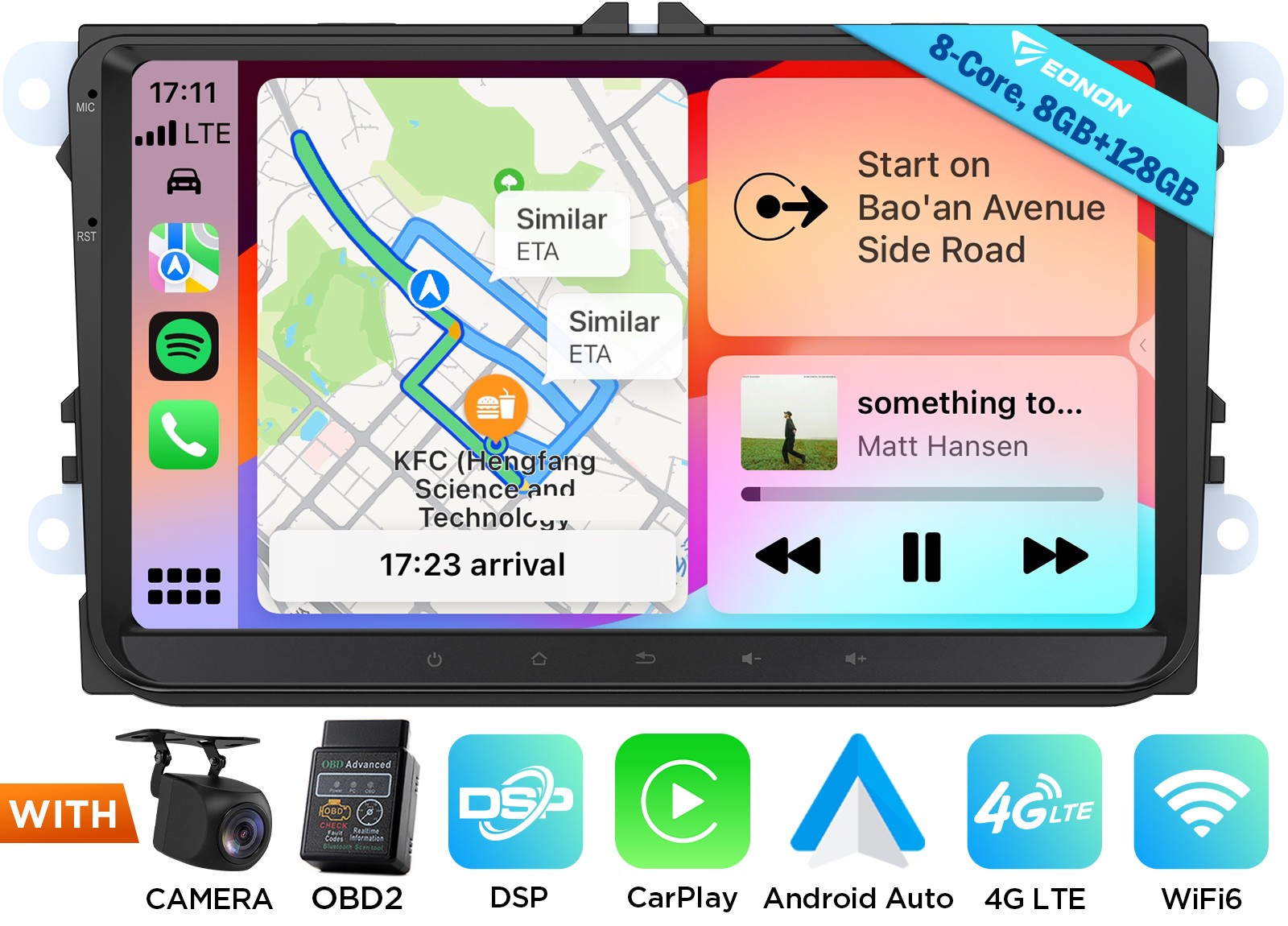 9″ QLED 8+128 Android 13 for VW Golf MK5 MK6 GTI 2006-2013 Car Radio CarPlay GPS