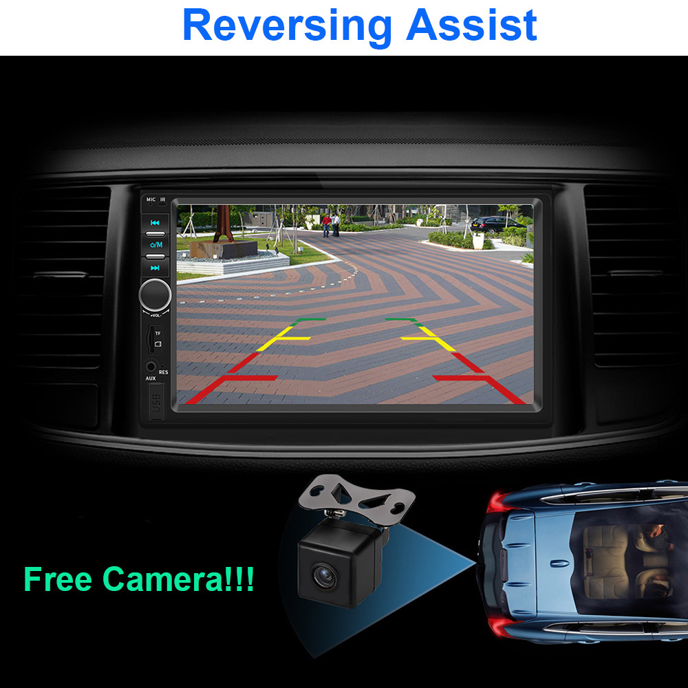 7″ Double 2 DIN Car MP5 Carplay Touch Screen Stereo Radio Head Unit Player +CAM