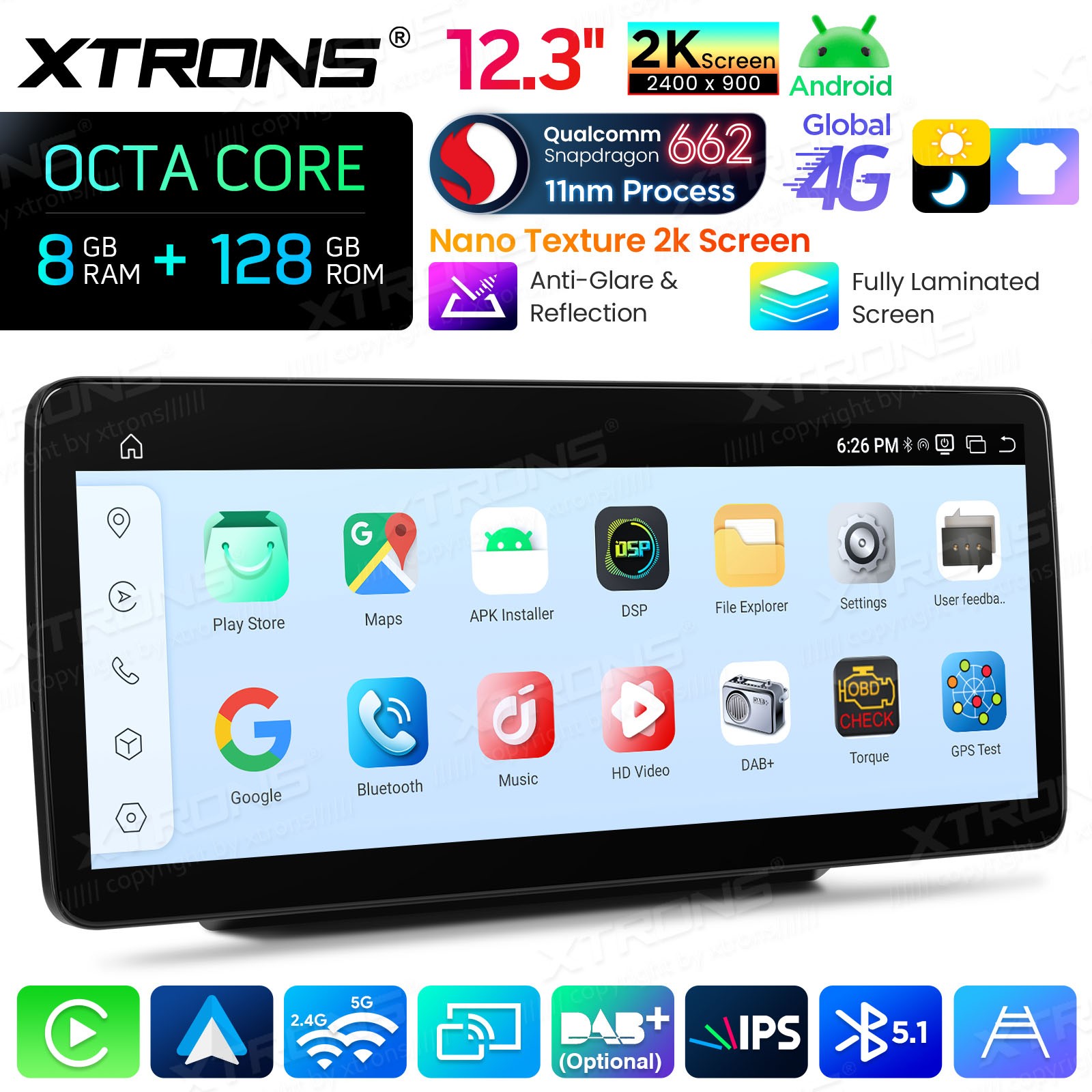 2K 12.3″ 8-Core Android Screen for Mercedes Benz C GLC W205 X253 NTG5.2 8+128G