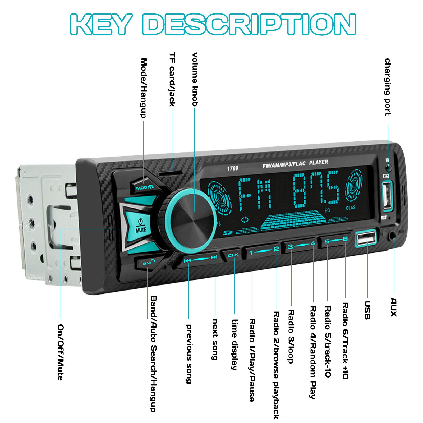 Radio Estereo Para Coche Carro Auto MP3 Player Bluetooth USB/SD/AUX/FM Con LED