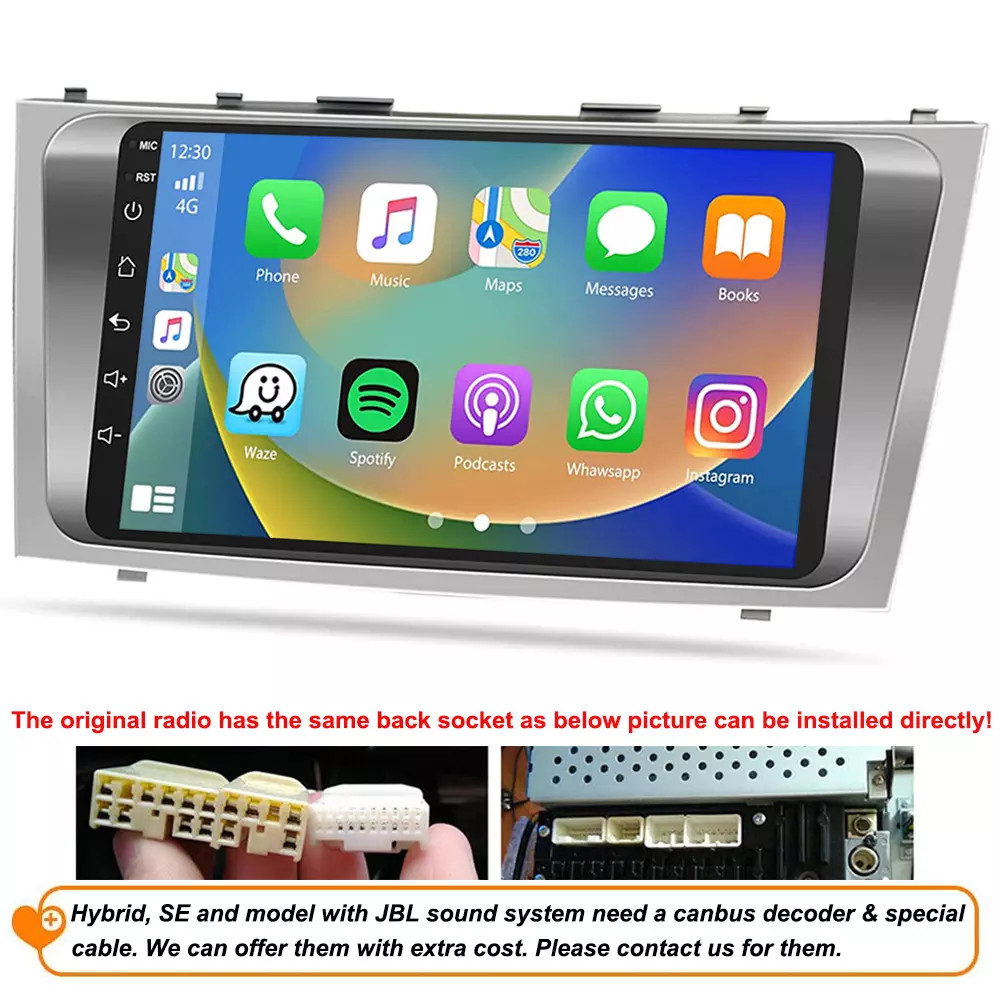 9″ Android 15 Carplay Car Stereo Radio GPS Navi WiFi For Toyota Camry 2007-2011