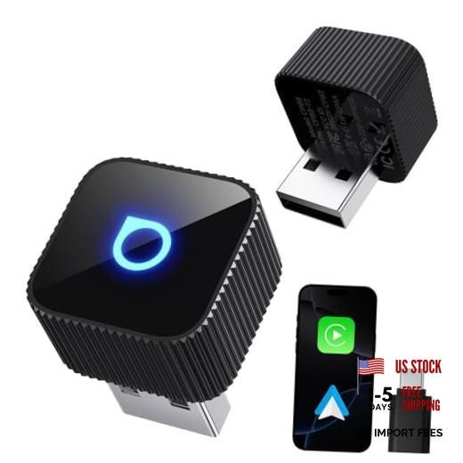 Mini Slim Wireless CarPlay & Android Auto Adapter, USB-A/USB-C Dual Port, 5s