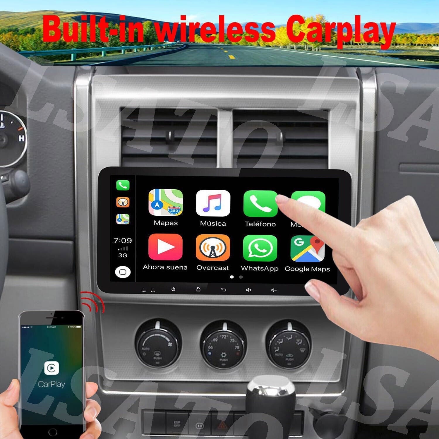 For Jeep Liberty 2008-2012 Apple Carplay Android 14 Car GPS Radio Stereo BT Wifi