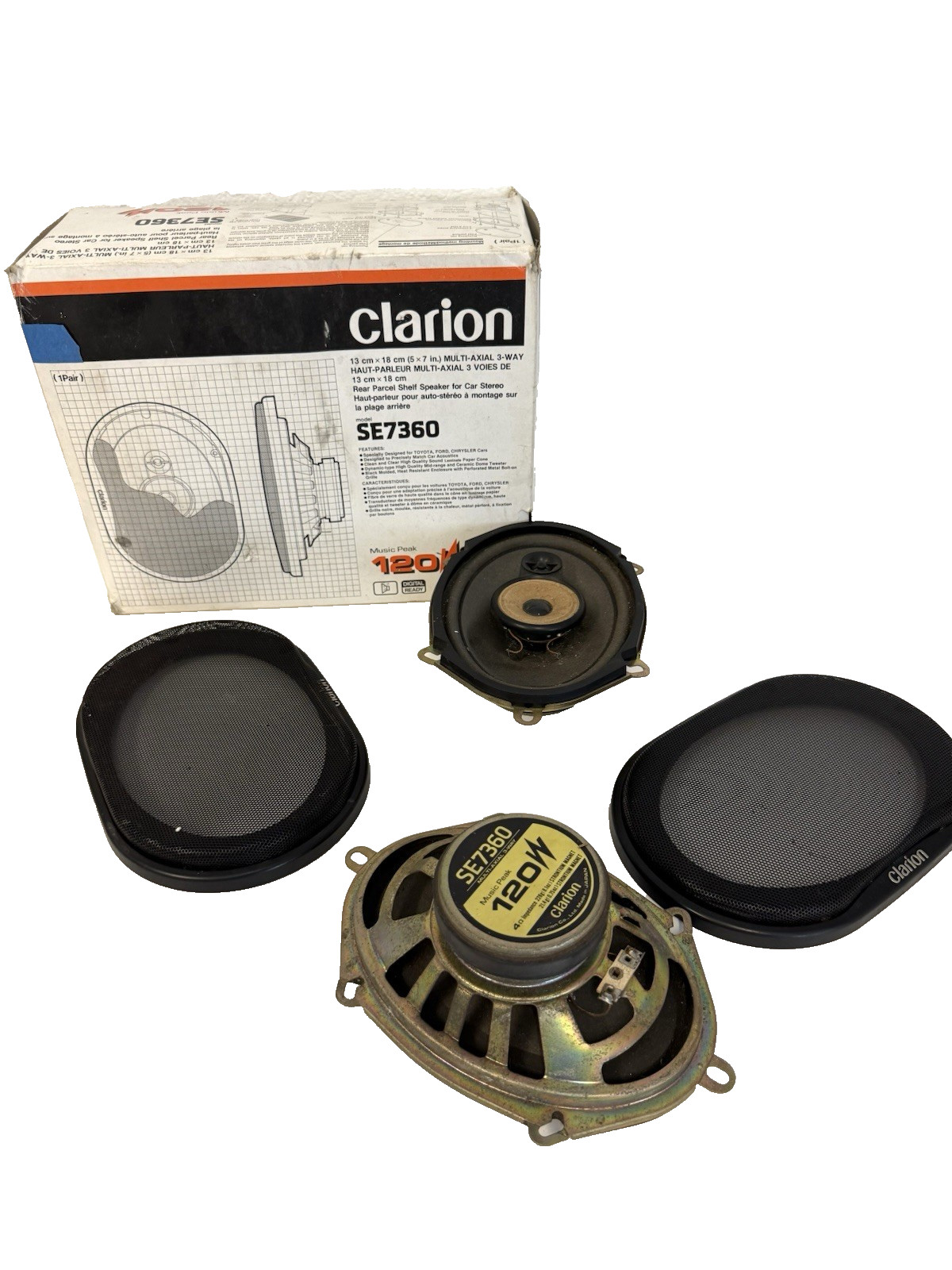 Clarion Car Audio SE7360 Speaker 5×7 – 120w (Toyota, Ford, Chrysler) Vintage