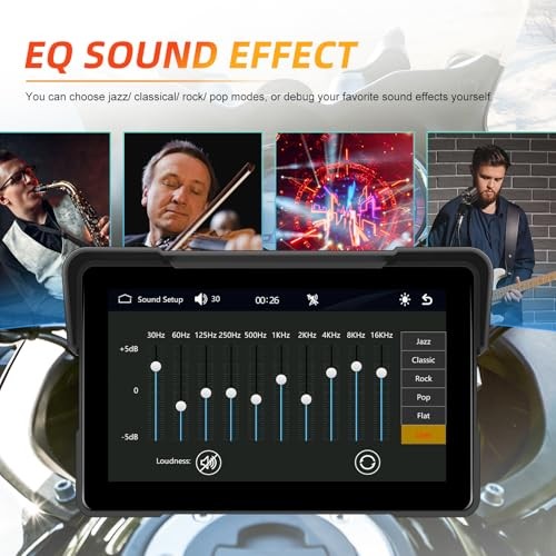 Motorcycle CarPlay Screen, 7″ Waterproof Portable 7-inch Landscape Screen