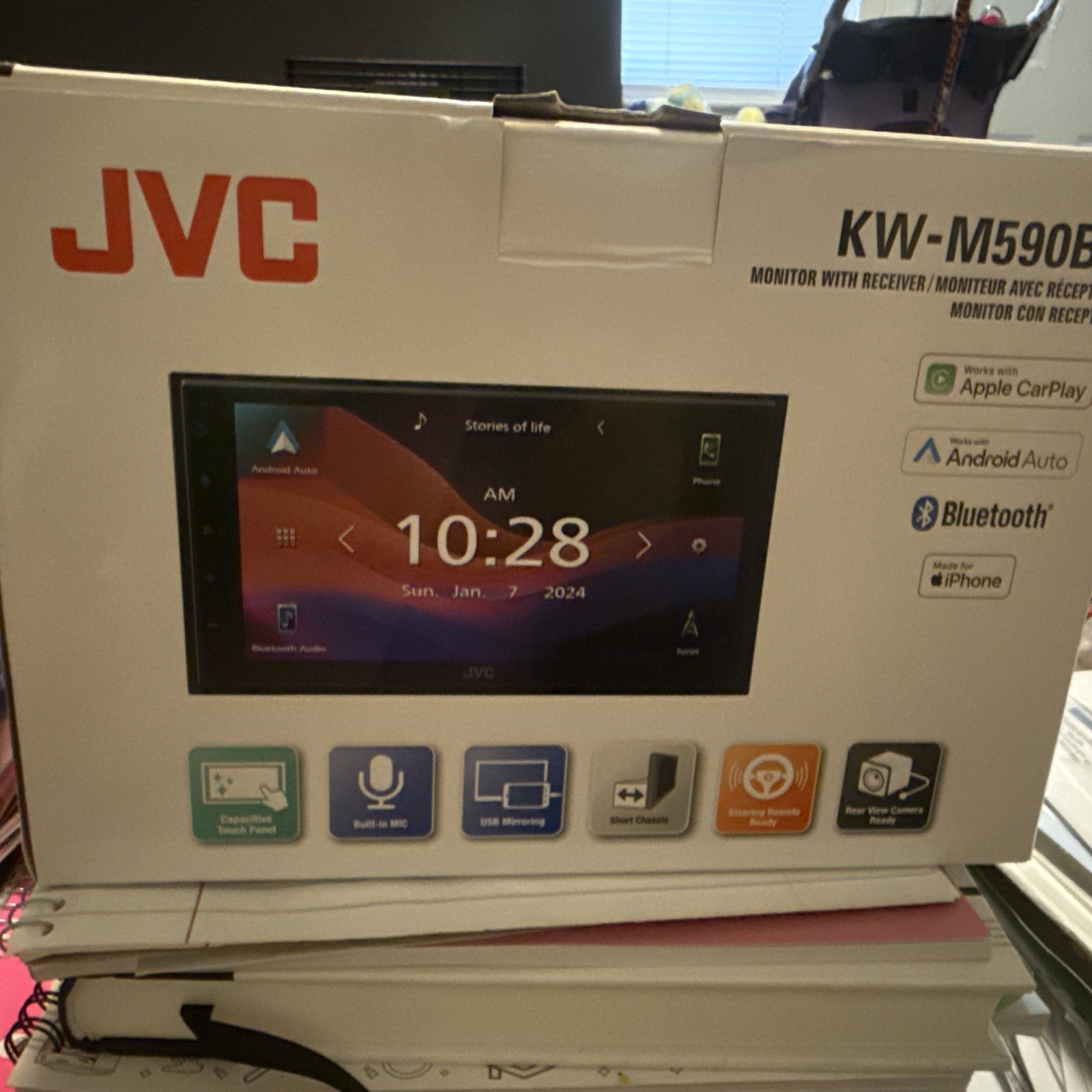 NEW JVC KW-M590BT, 2-DIN Digital Media Receiver, w/ Apple CarPlay & Android Auto