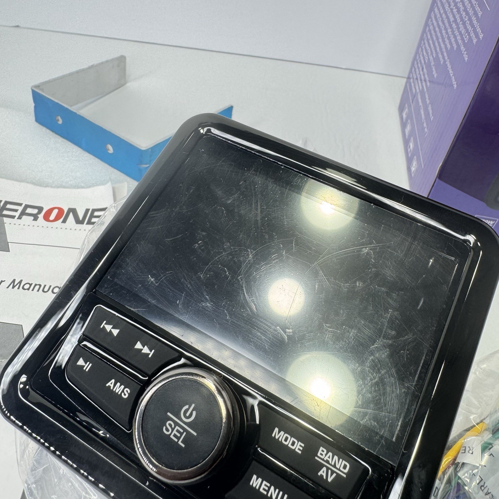 Audiozerone Marine Motorcycle Small Receiver Waterproof Bluetooth 4” Screen