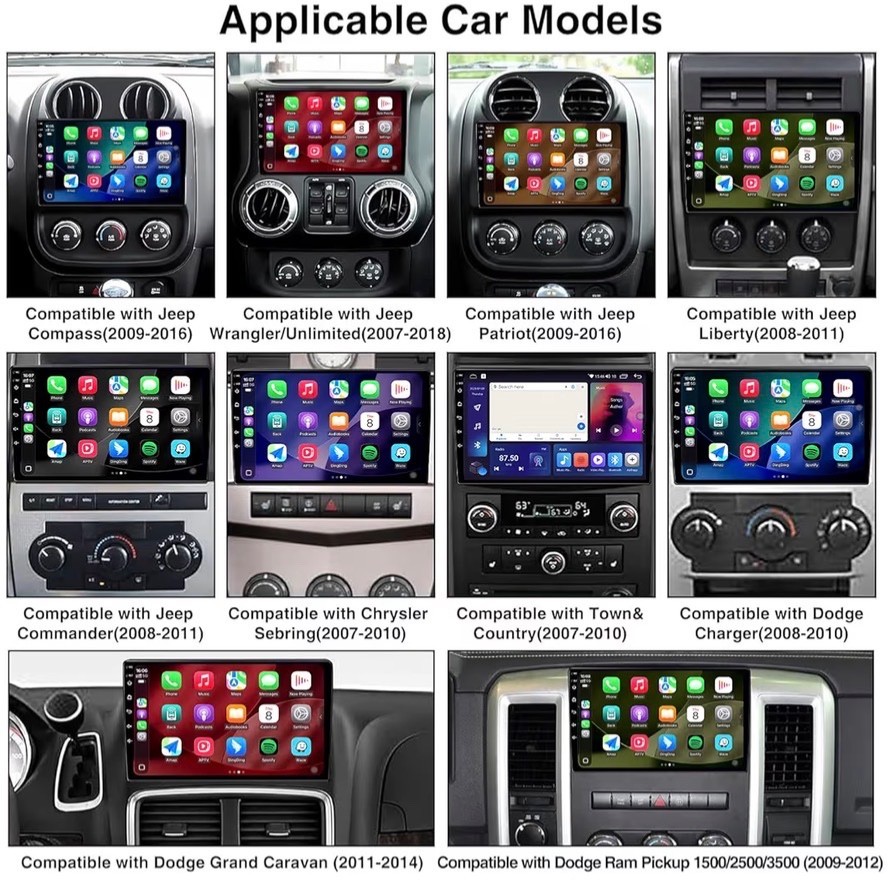 Car Radio Stereo Upgrade for Jeep Wrangler JK Compass Grand Cherokee Dodge Ram