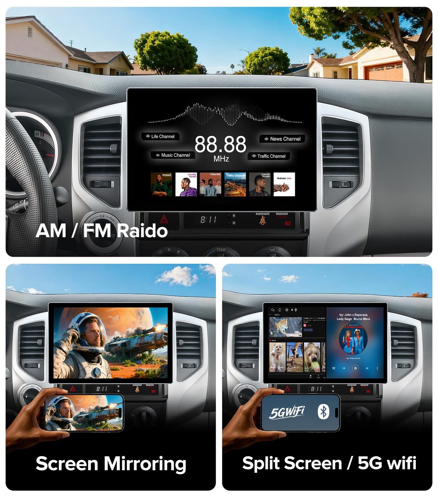 11.5”Car Radio for Toyota Tacoma Stereo 2005-2015 with Wireless CarPlay & An…
