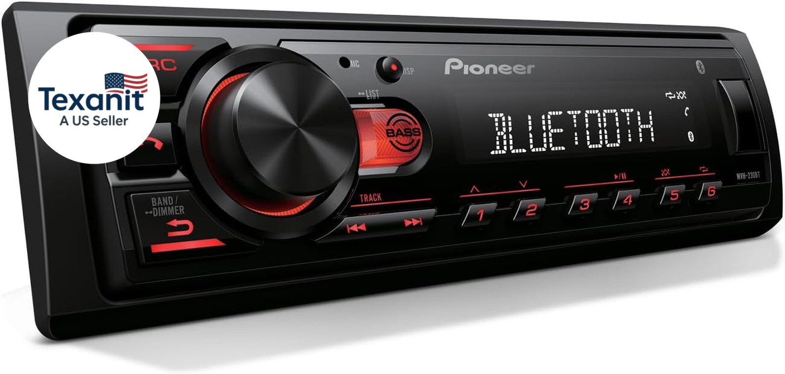 MVH-S230BT 1-Din Digital Media Receiver – Bluetooth, USB, 50W X 4 Output, AM/FM