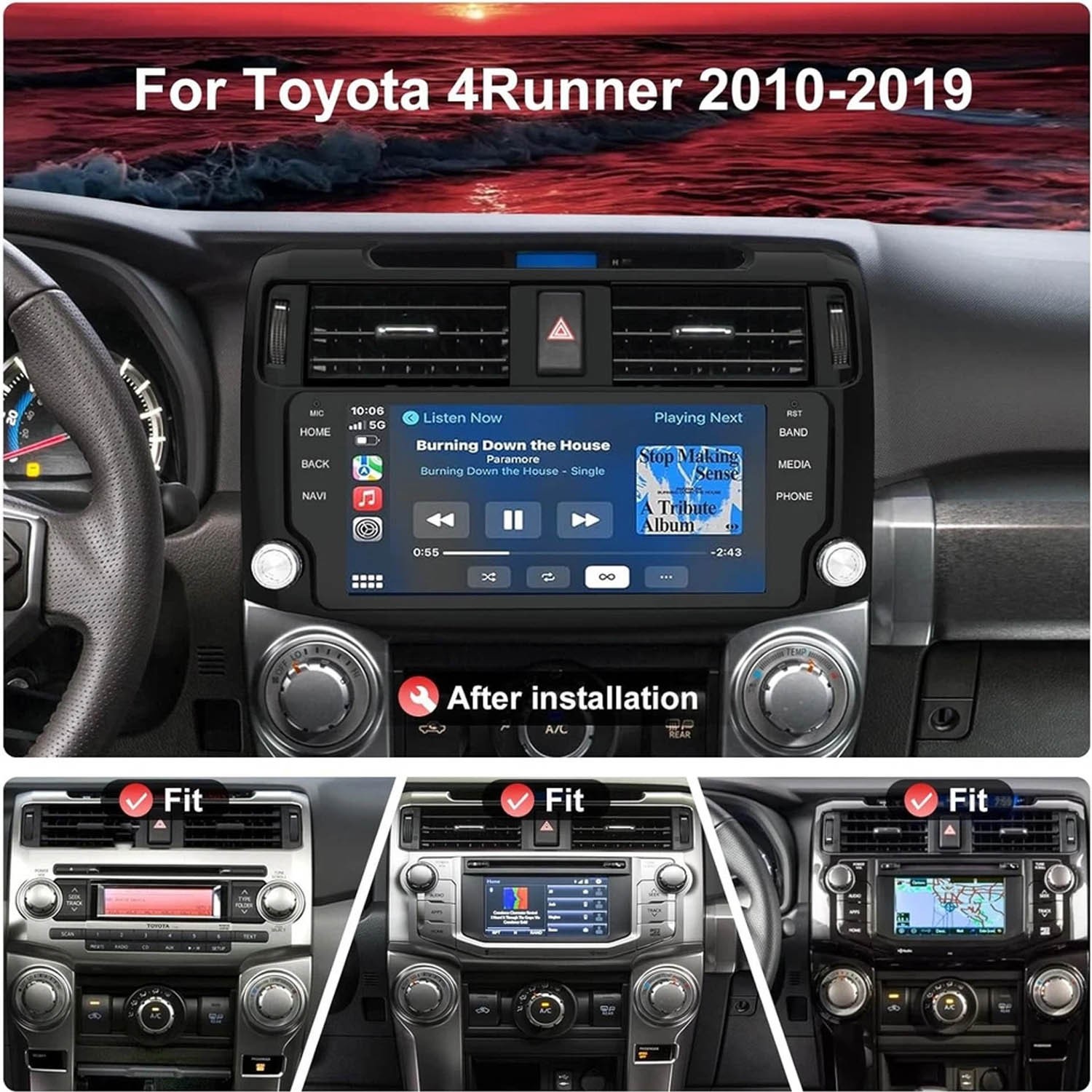10.33” For 2010-2019 Toyota 4runner Stereo Radio Android 13 Carplay GPS 4+32GB